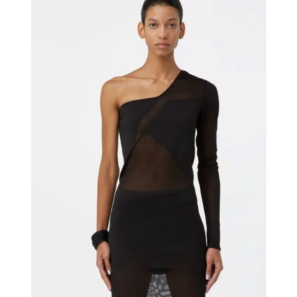 Gauge81 Black Mesh Sheer Cocktail One Shoulder Mini Dress size Medium - Picture 11 of 12